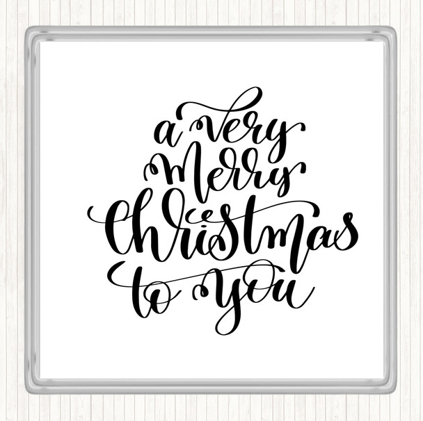 White Black Christmas A Very Merry Xmas Quote Coaster