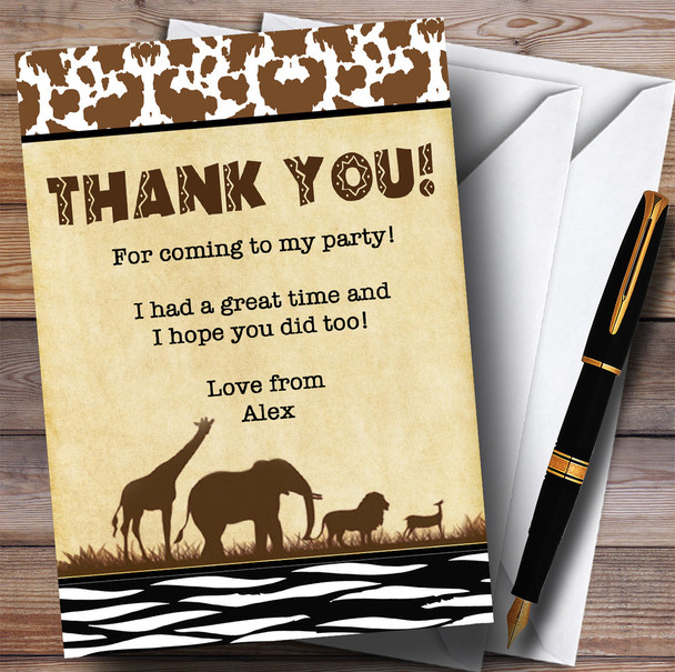 Jungle Safari Animal Print Party Thank You Cards