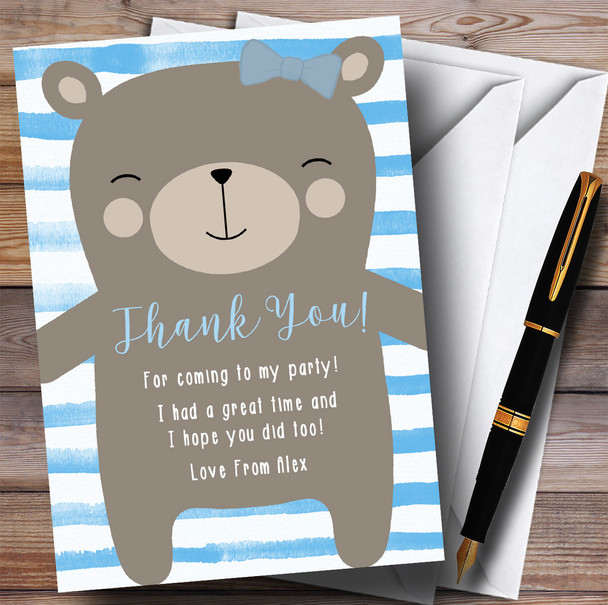 Large Teddy Bear Blue Party Thank You Cards