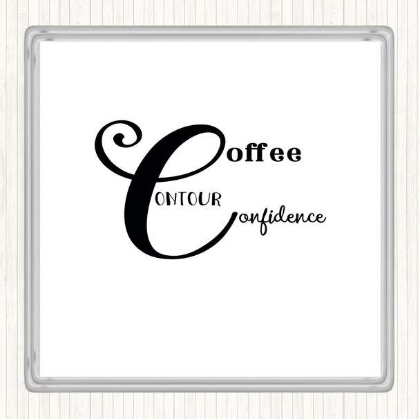 White Black Coffee Confidence Quote Coaster