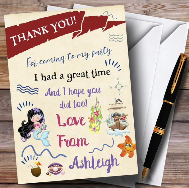 Mermaid & Pirate Sea Party Thank You Cards