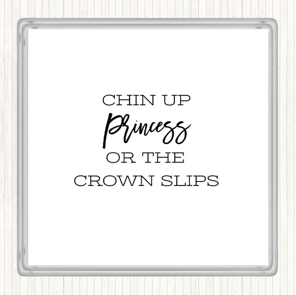 White Black Crown Slips Quote Coaster