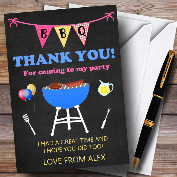Pink BBQ Bunting Party Thank You Cards