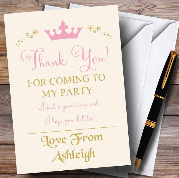 Pink Crown Princess Party Thank You Cards