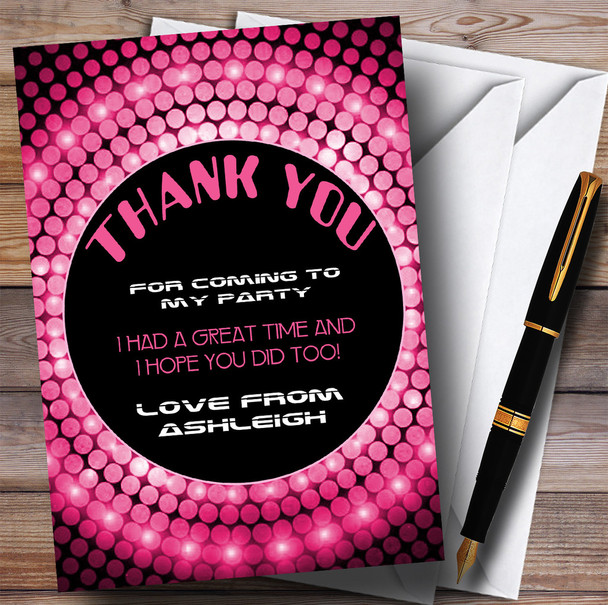 Pink Disco Ball Party Thank You Cards