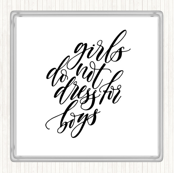 White Black Dress For Boys Quote Coaster