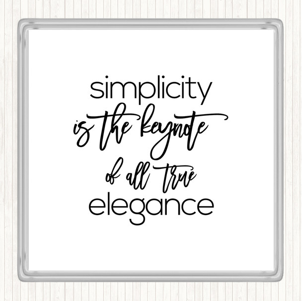 White Black Elegance Quote Coaster