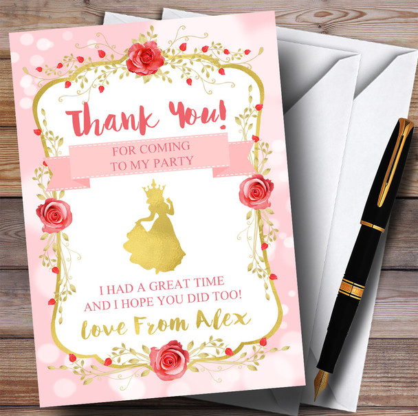 Pink Princess Party Thank You Cards