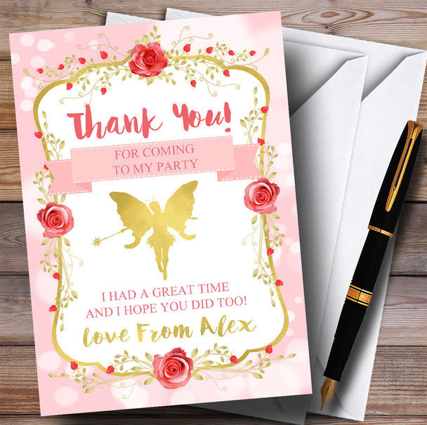 Pink Tinkerbell Pixie Fairy Party Thank You Cards
