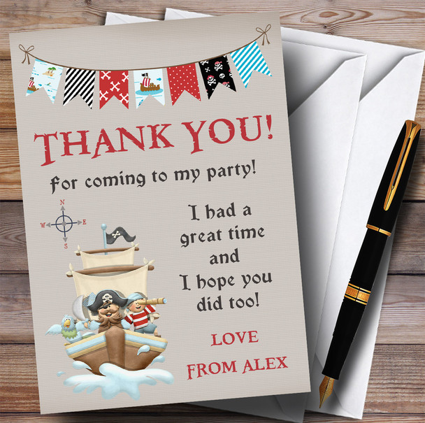 Pirate Ship Bunting Party Thank You Cards