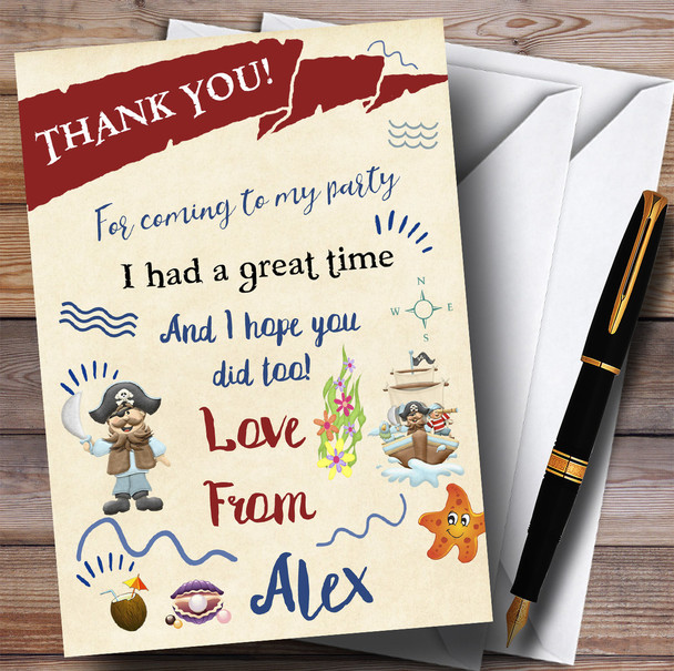 Pirate Themed Boys Party Thank You Cards