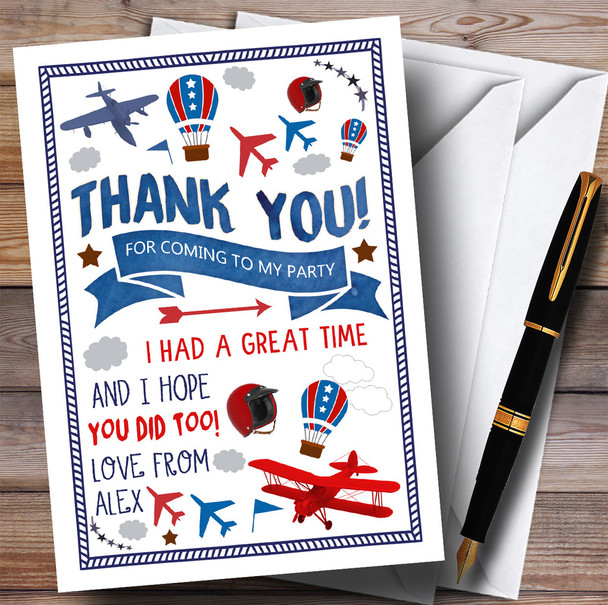 Plane In The Sky Party Thank You Cards