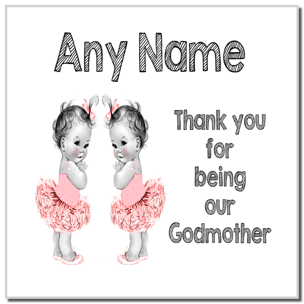 Baby Twin Girls Godmother Thank You Coaster