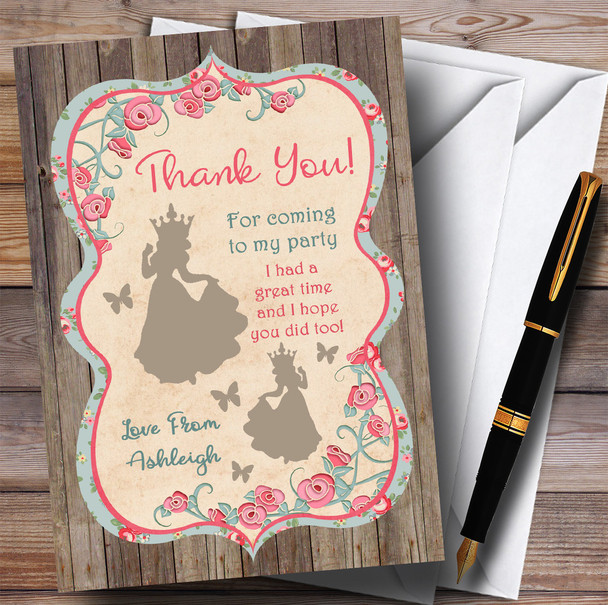 Shabby Chic Woodland Princess Party Thank You Cards
