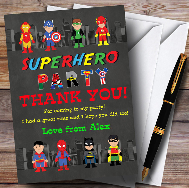 Skyline Superhero Party Thank You Cards