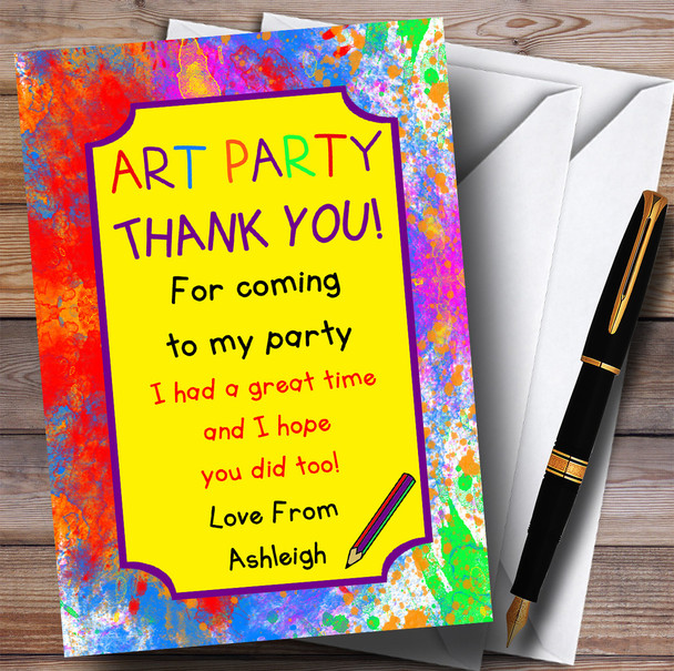 Splatter Paint Art Party Thank You Cards