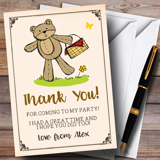 Teddy Bear With Picnic Party Thank You Cards