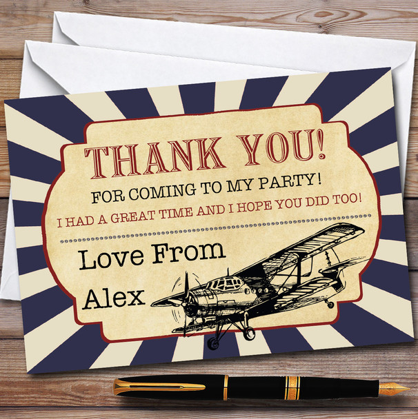 Vintage Air Force Aeroplane Party Thank You Cards