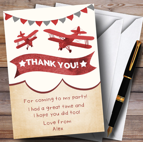 Vintage Plane Cloud Party Thank You Cards