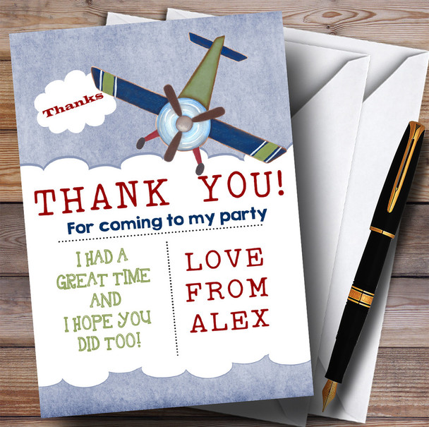 Vintage Watercolour Plane Party Thank You Cards