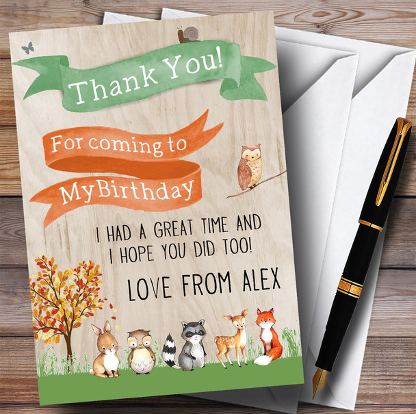 Woodland Forest Animals Fox Party Thank You Cards
