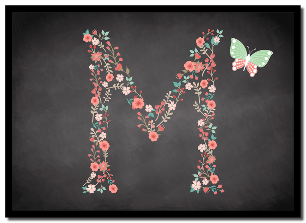 Chalk Letter Initial M Placemat