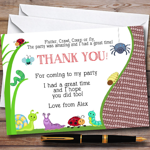 Insects Bugs & Ladybirds Customised Party Thank You Cards