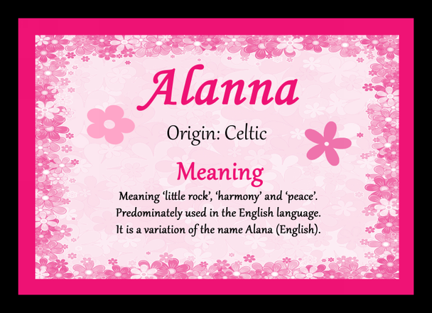 Alanna Name Meaning Placemat