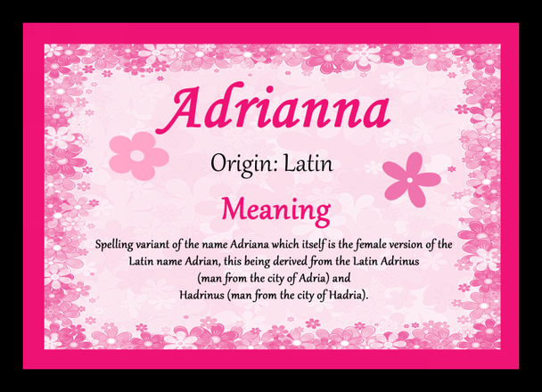 Adrianna Name Meaning Placemat