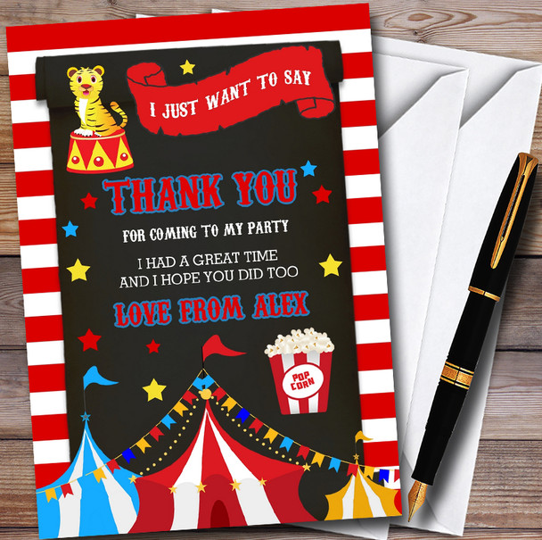 Carnival Circus Big Top Customised Children's Birthday Party Thank You Cards