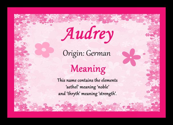 Audrey Name Meaning Placemat