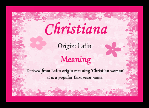 Christiana Name Meaning Placemat