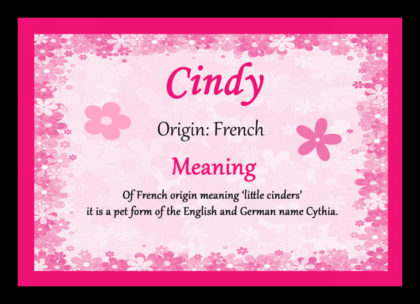 Cindy Name Meaning Placemat