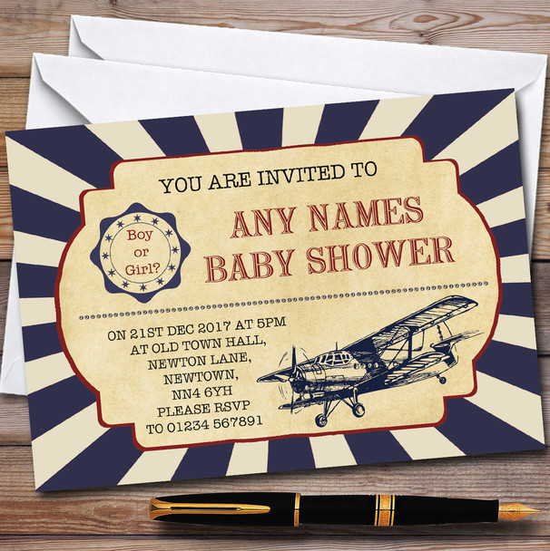 Vintage Air Force Aeroplane Invitations Baby Shower Invitations