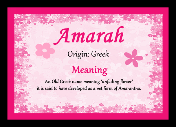 Amarah Name Meaning Placemat