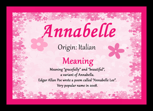 Annabelle Name Meaning Placemat Annabelle Name Meaning Placemat