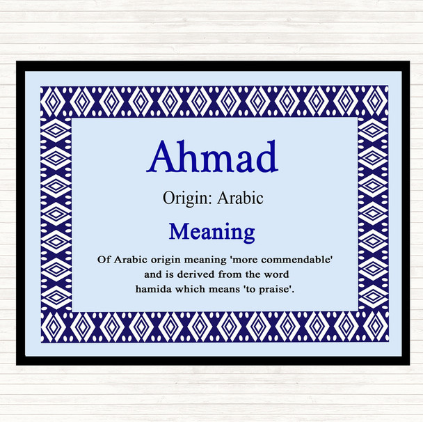 Ahmad Name Meaning Placemat Blue