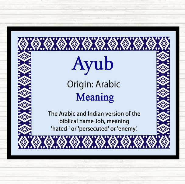 Ayub Name Meaning Placemat Blue