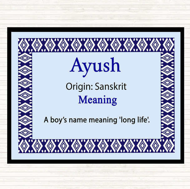 Ayush Name Meaning Placemat Blue