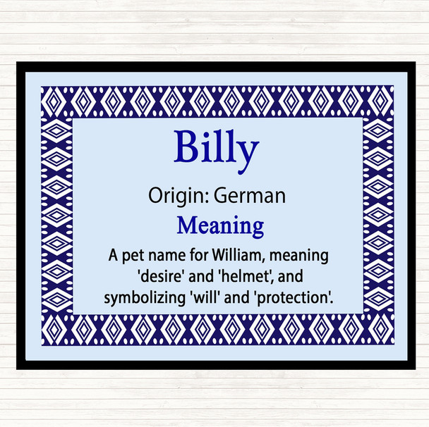 Billy Name Meaning Placemat Blue