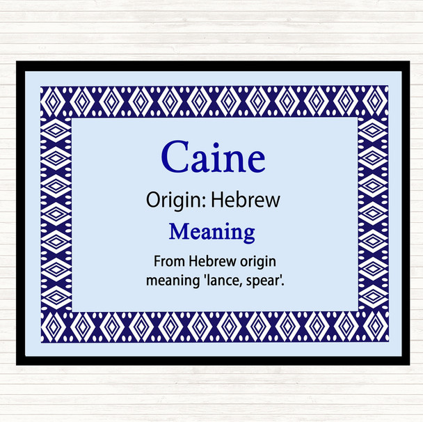 Caine Name Meaning Placemat Blue