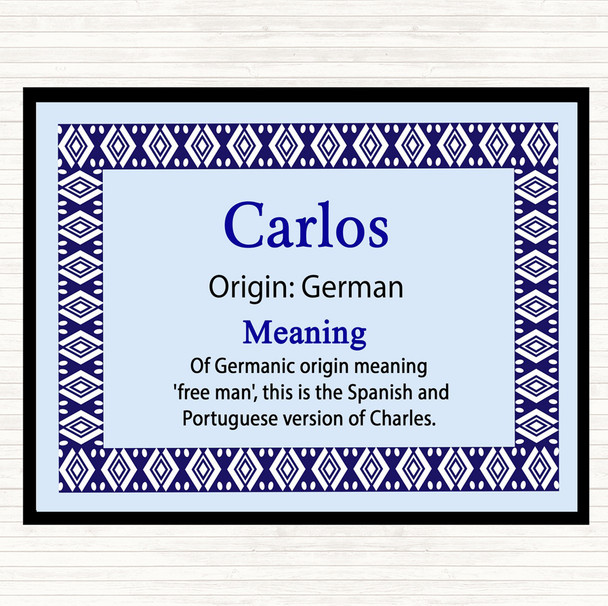 Carlos Name Meaning Placemat Blue