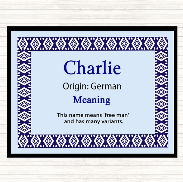 Charlie Name Meaning Placemat Blue