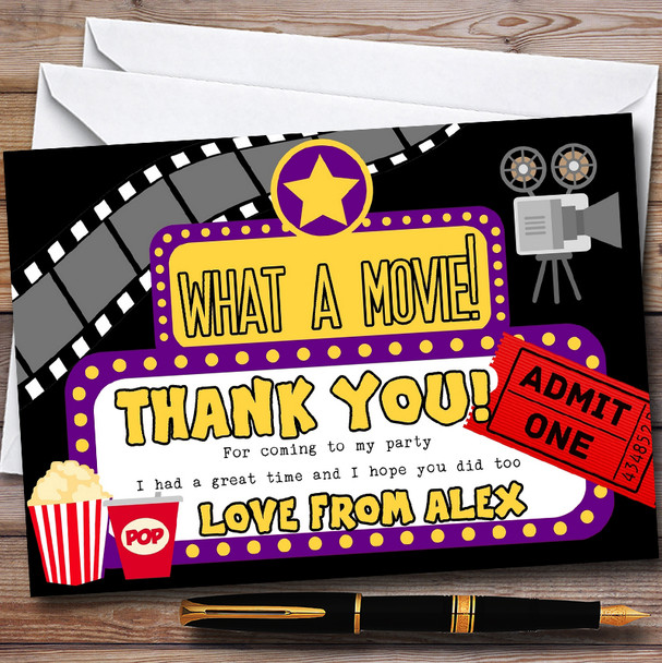 Movie Theatre Film Night Cinema Children's Birthday Party Thank You Cards