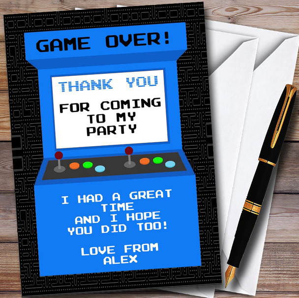 Blue Arcade Gaming Customised Children's Birthday Party Thank You Cards