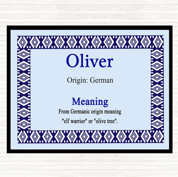 Oliver Name Meaning Placemat Blue