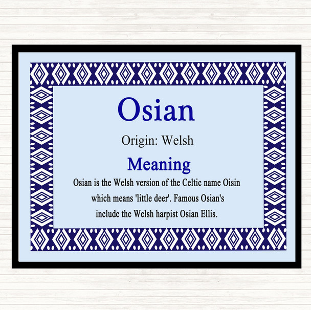 Osian Name Meaning Placemat Blue
