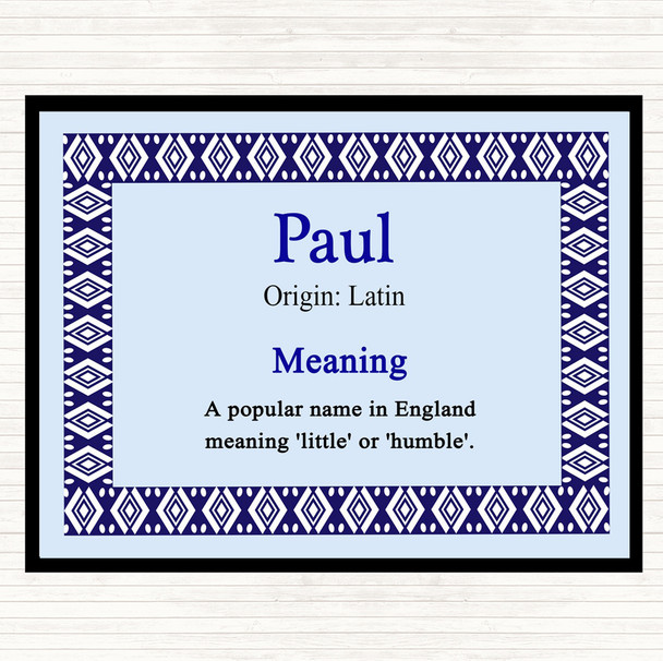 Paul Name Meaning Placemat Blue
