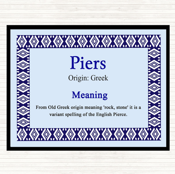 Piers Name Meaning Placemat Blue