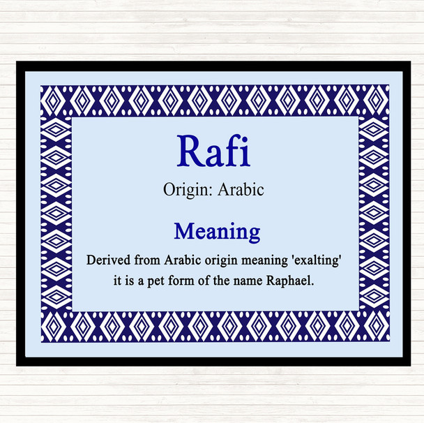 Rafi Name Meaning Placemat Blue